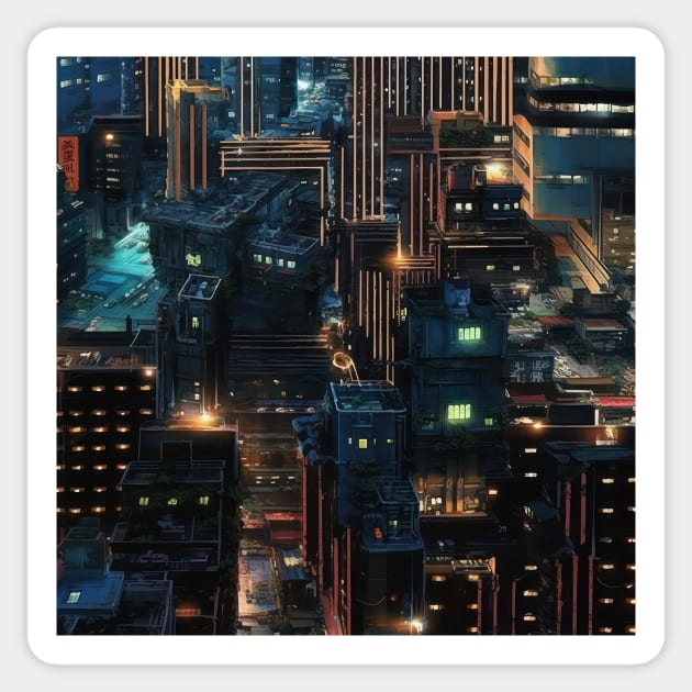 Cyber Circuit Cityscape Sticker by star trek fanart and more